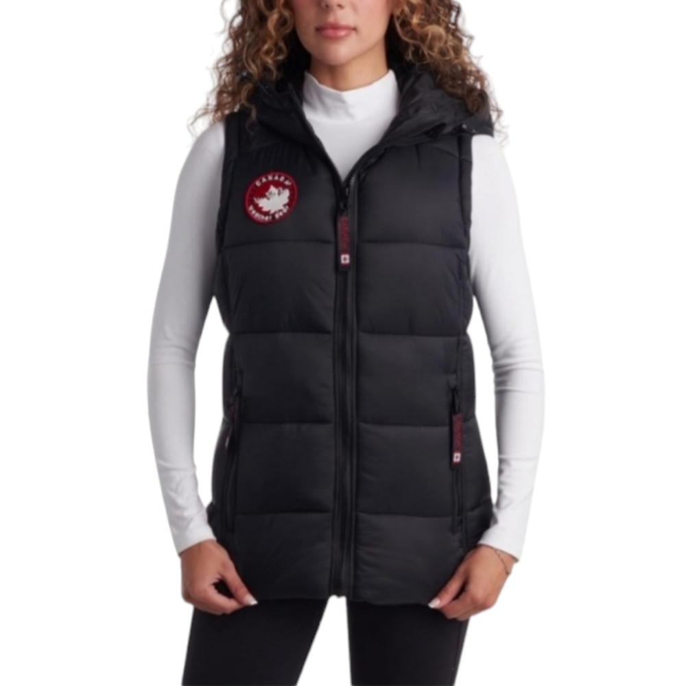 Canada Weathergear Women's Super Triple Goose Chevron Puffer Vest Black Size Med